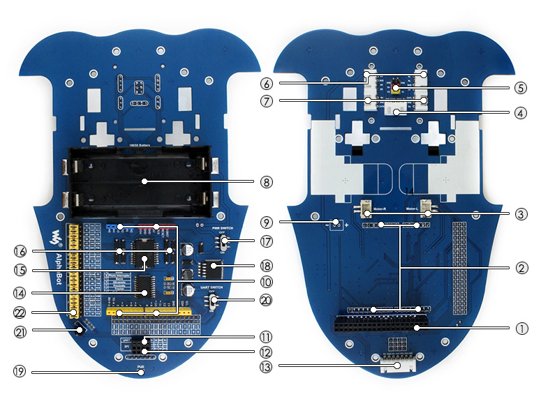 Raspberry Arduino Robot AlphaBot on board resource