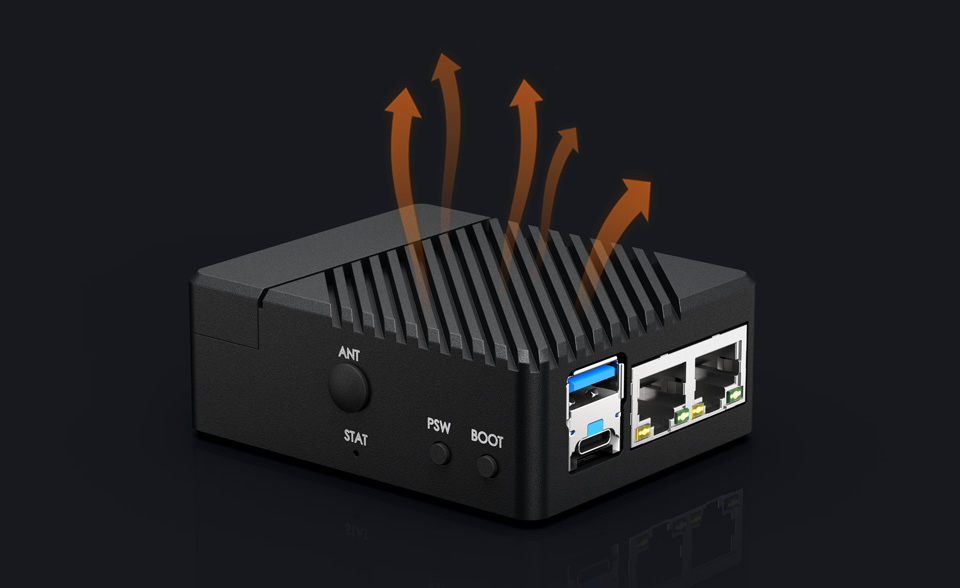 Mini Dual Gigabit Ethernet Base Board designed for CM 5, adopts efficient heat dissipation design