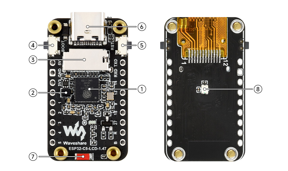 ESP32-C5 LCD 1.47, what's on board