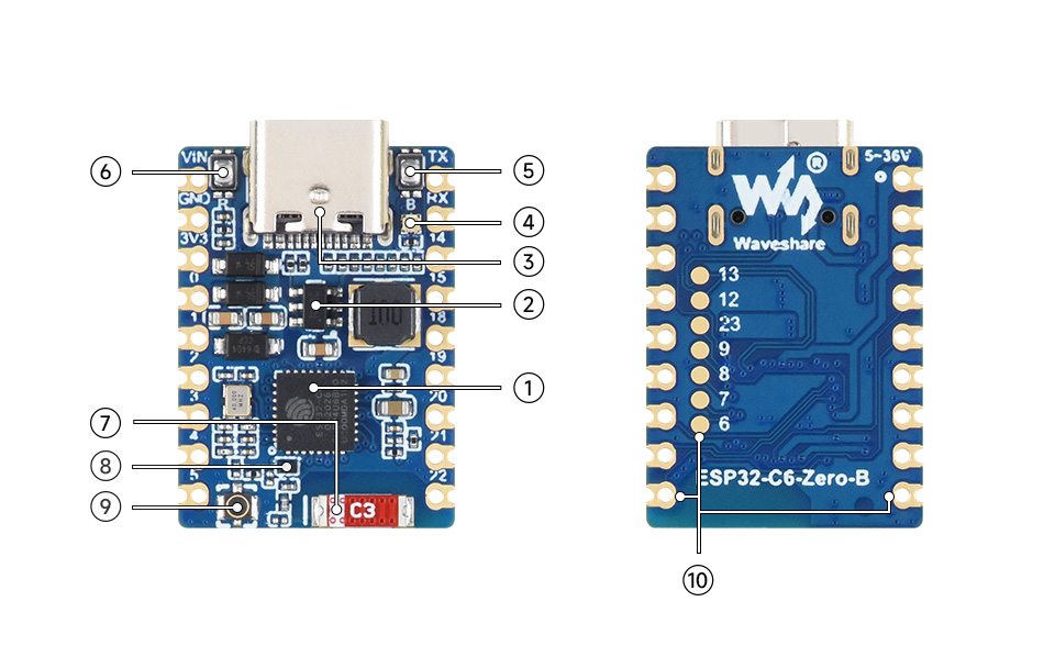 ESP32-C6-Zero, onboard components