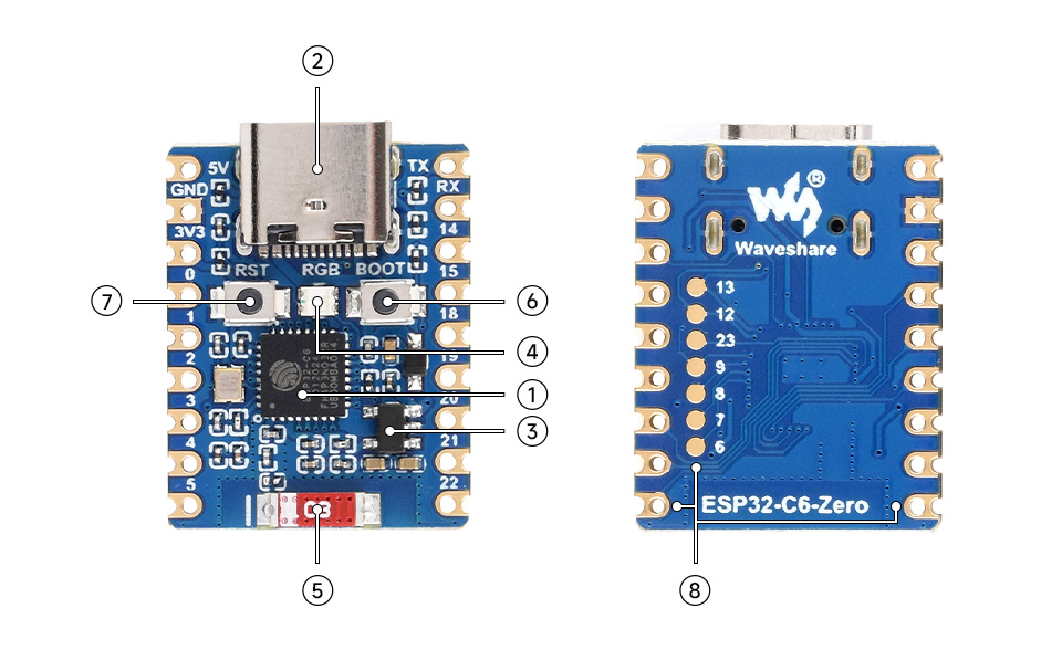 ESP32-C6-Zero, onboard components