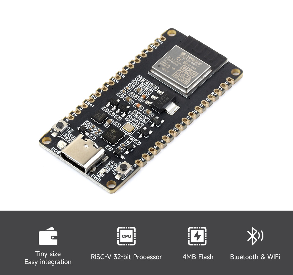 ESP32-H2 Microcontroller, 96MHz Processor, ESP32-H2-MINI-1-N4 Module, Built  in 4MB Flash, supports BLE/Zigbee/Thread wireless communication