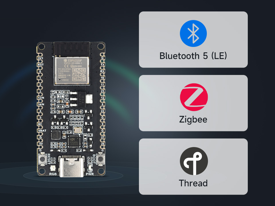 ESP32-H2 Microcontroller, 96MHz Processor, ESP32-H2-MINI-1-N4 Module, Built  in 4MB Flash, supports BLE/Zigbee/Thread wireless communication