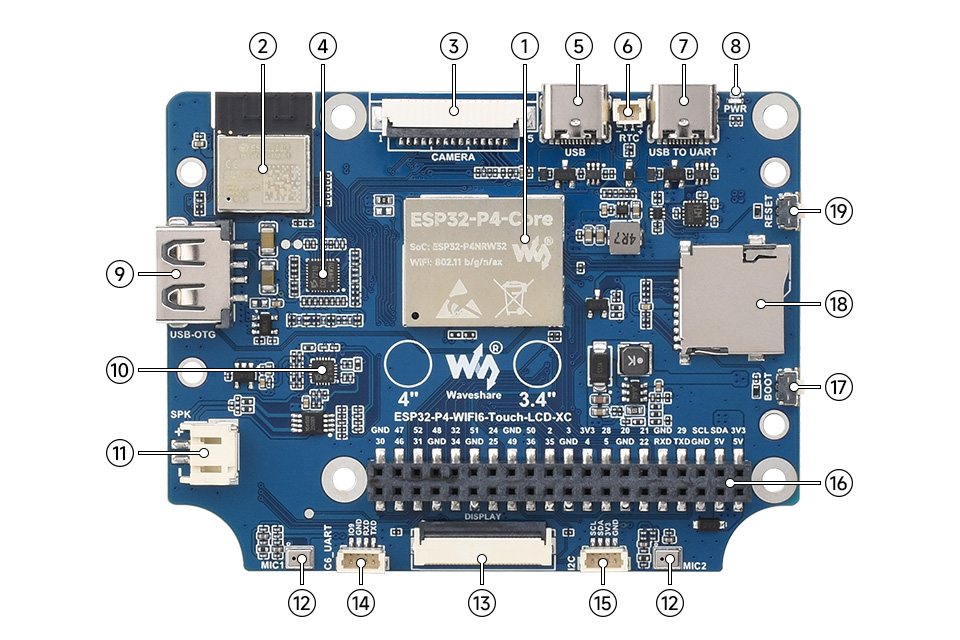 ESP32-P4-WIFI6-Touch-LCD what's on board