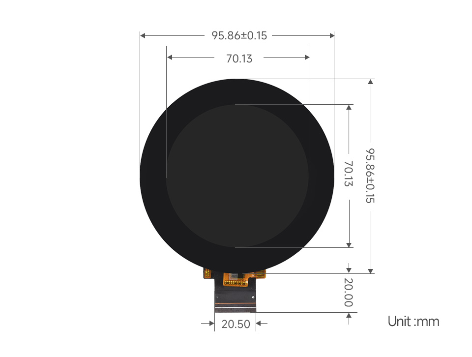 ESP32-S3-Touch-LCD-2.8-D outline dimensions