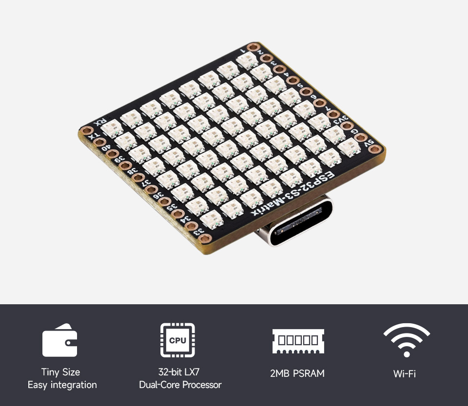 ESP32-S3-Matrix Development Board, front view