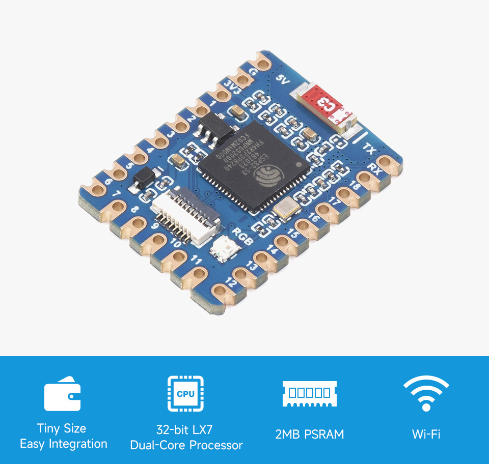 ESP32-S3-Tiny mini development board, front view