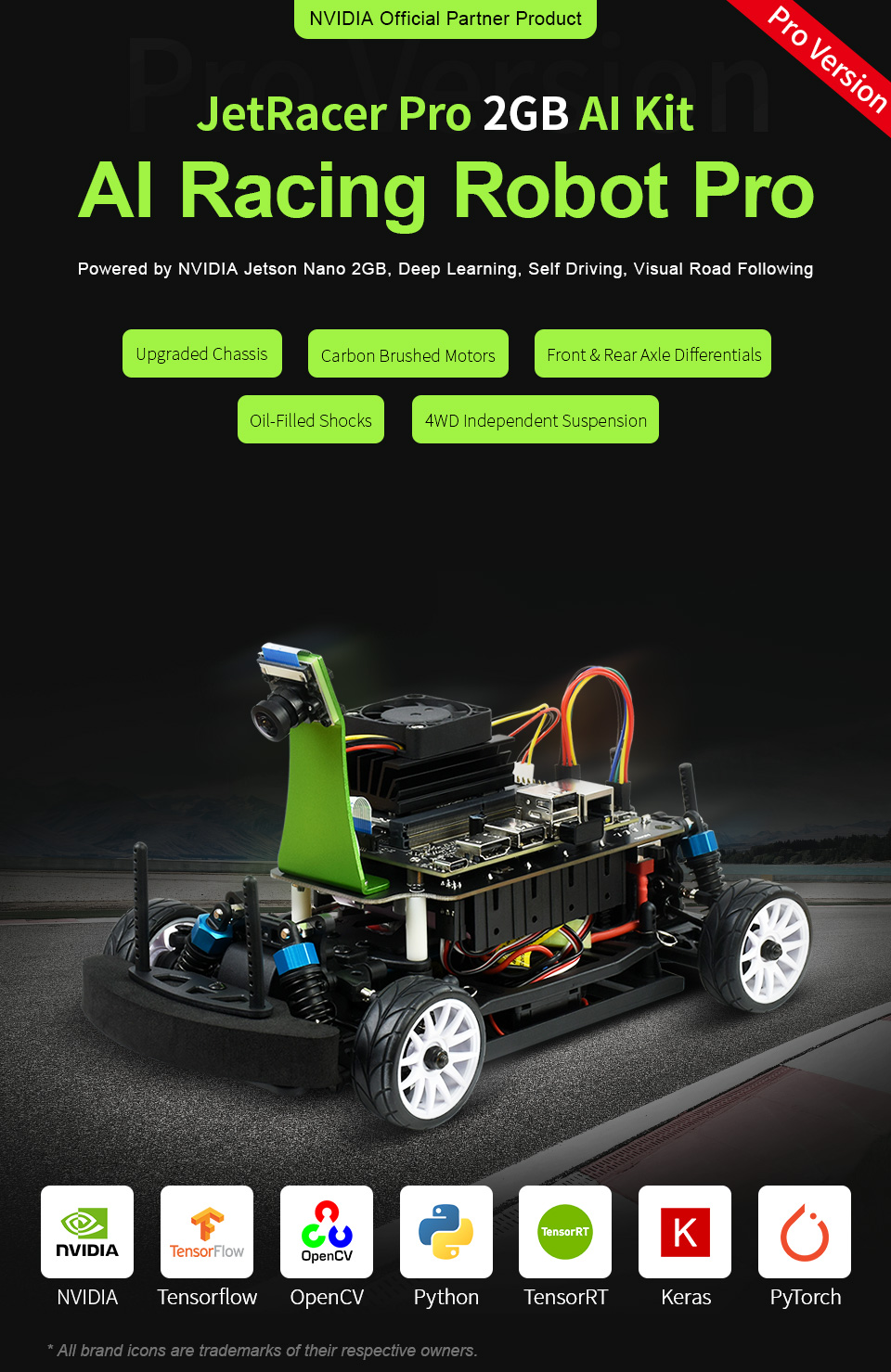 JetRacer Pro 2GB AI Kit, High Speed AI Racing Robot Powered by Jetson