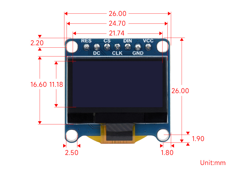 waveshare for Raspberry Pi/Arduino/STM32, 1.5inch OLED Display Module  128×128 Resolution Black/White Two Display Colors, Embedded SH1107 Driver  Chip