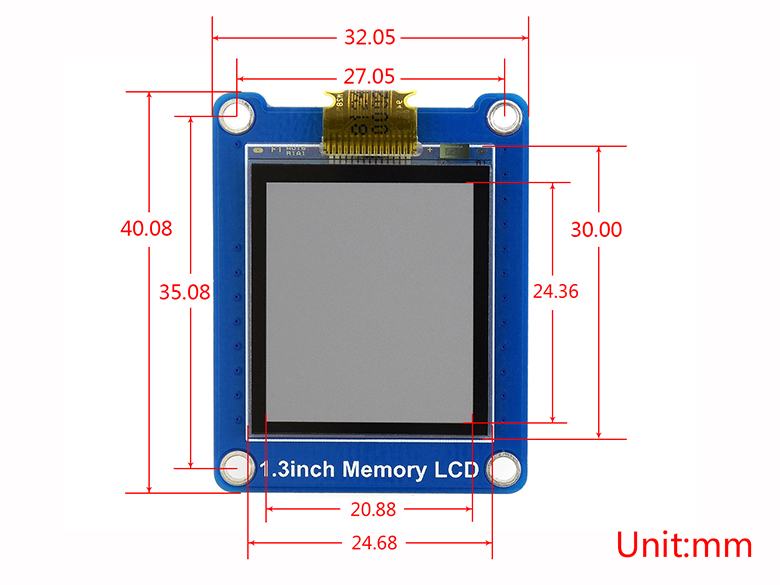 1.3inch Memory LCD dimensions