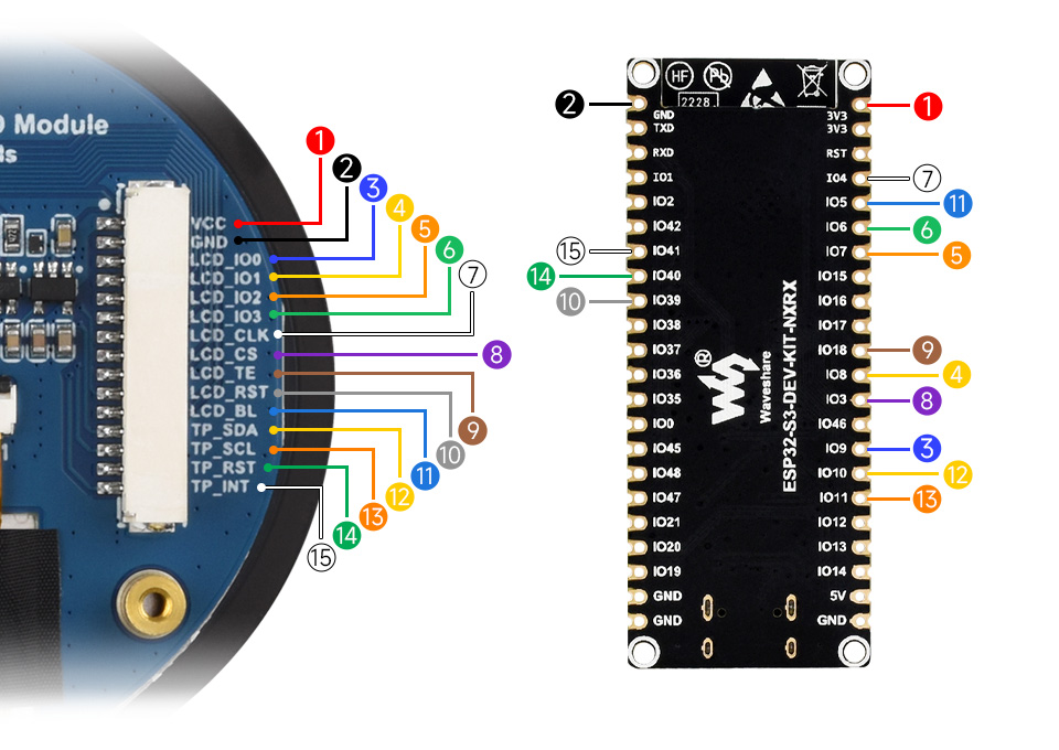 1.85inch Touch LCD display usage demo, connecting with ESP32-S3-DEV-KIT