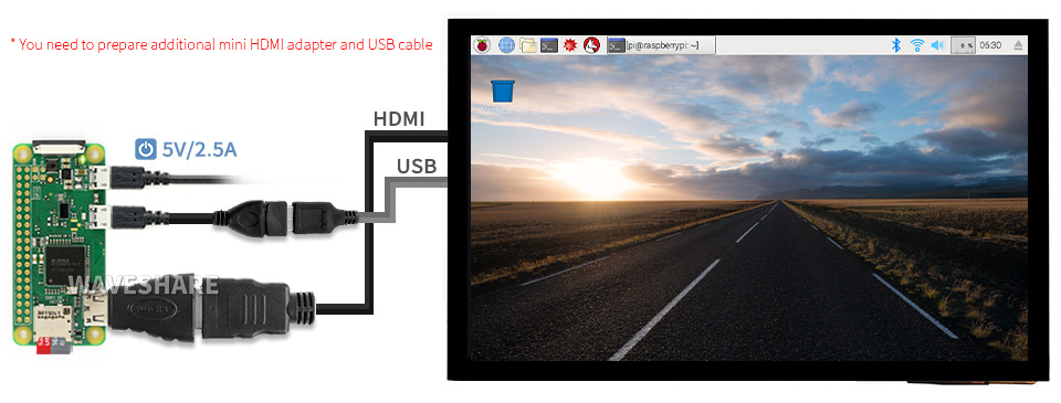 Écran capacitif Waveshare® 10.1 pouces HDMI VGA AV 1024 × 600