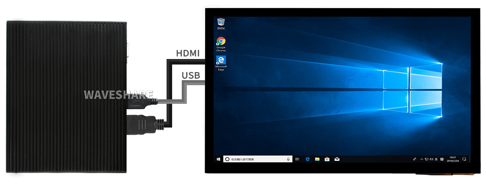 Écran capacitif Waveshare® 10.1 pouces HDMI VGA AV 1024 × 600