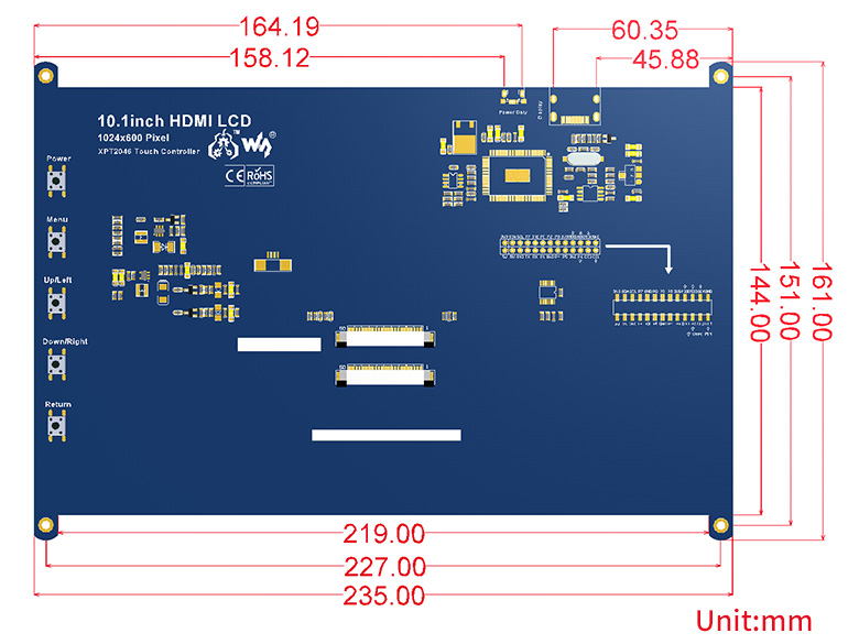 10.1inch-HDMI-LCD-dimension