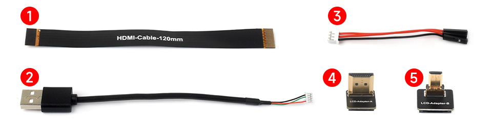 the accessories for installing 11inch Capacitive Touch Display with Raspberry Pi 5