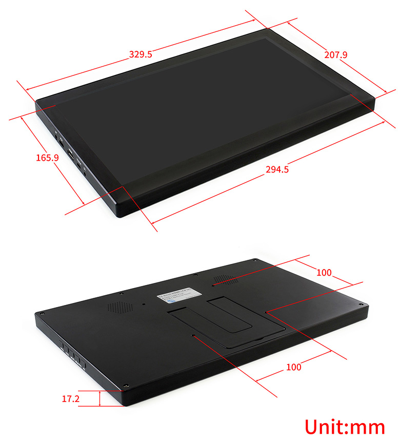 13.3inch-HDMI-LCD-H-with-Holder-V2-dimension