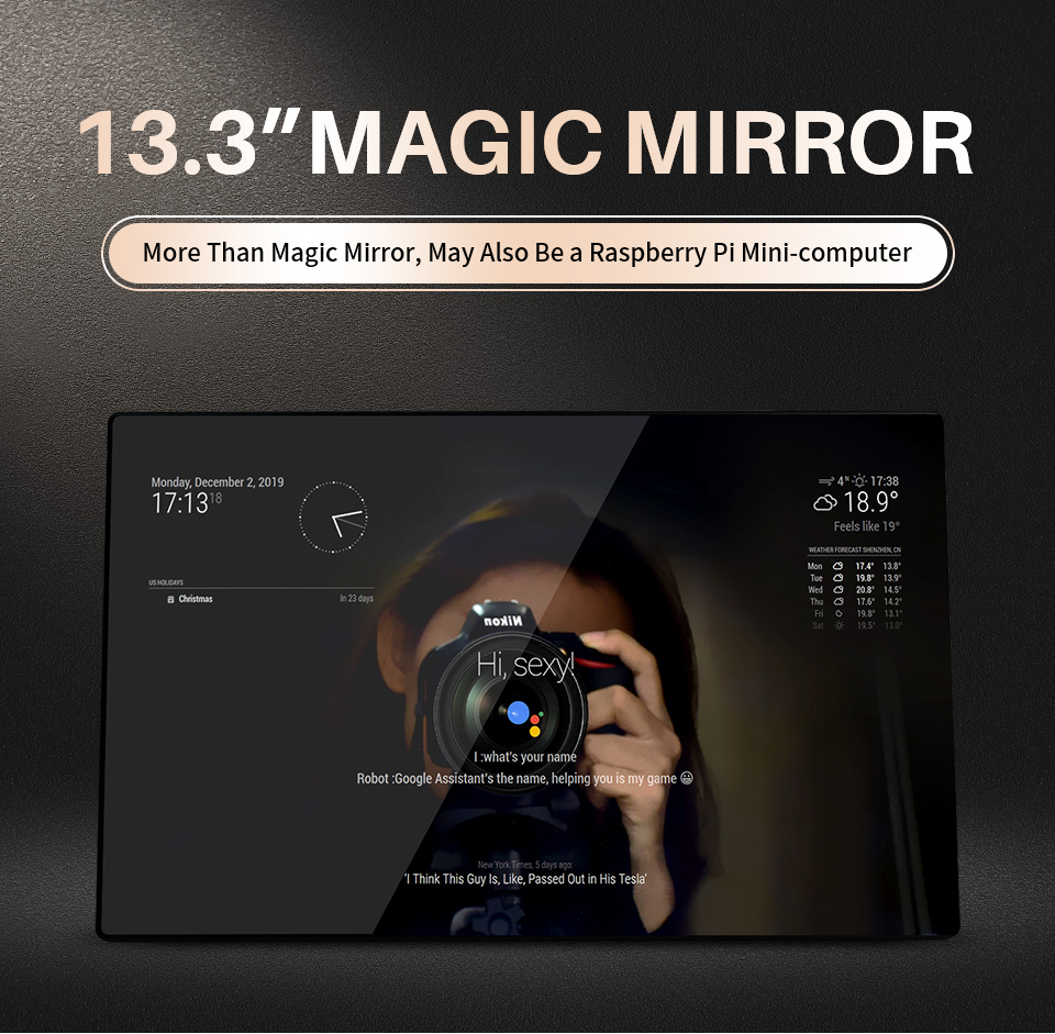 13 3inch Magic Mirror Voice Assistant Touch Control Ws 17554