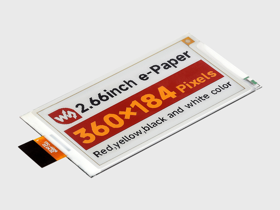 2.66inch E-Paper (G) raw display, 360x184, Red/Yellow/Black/White