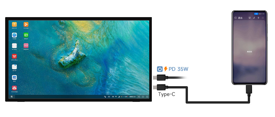  21.5inch Touch Monitor with Stand, working with Full-Featured Type-C Smartphone