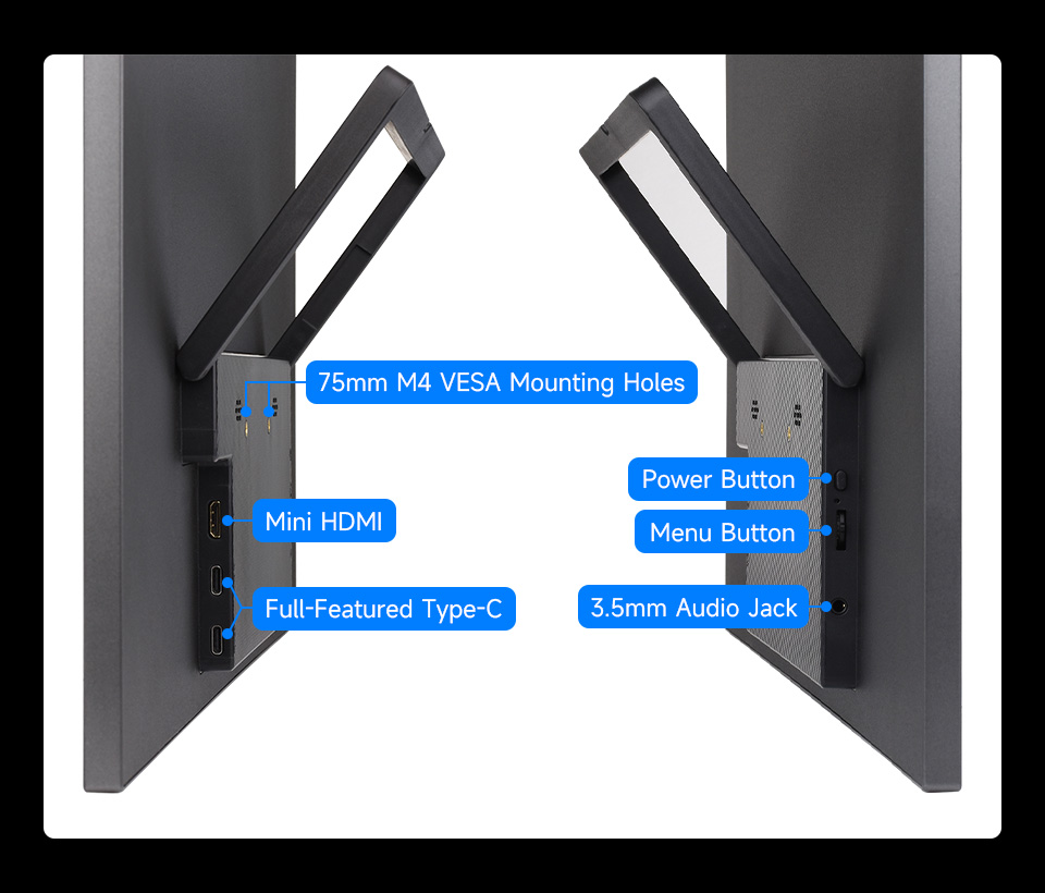 21.5inch Portable Monitor with Stand, interface introduction