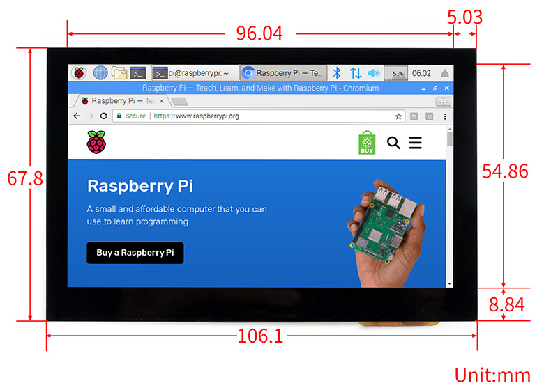 Waveshare 800x480 4.3inch HDMI LCD IPS Capacitive Touch Screen for  Raspberry Pi