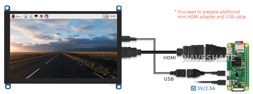 5inch Capacitive Touch Screen LCD (H), 800×480, HDMI, Various