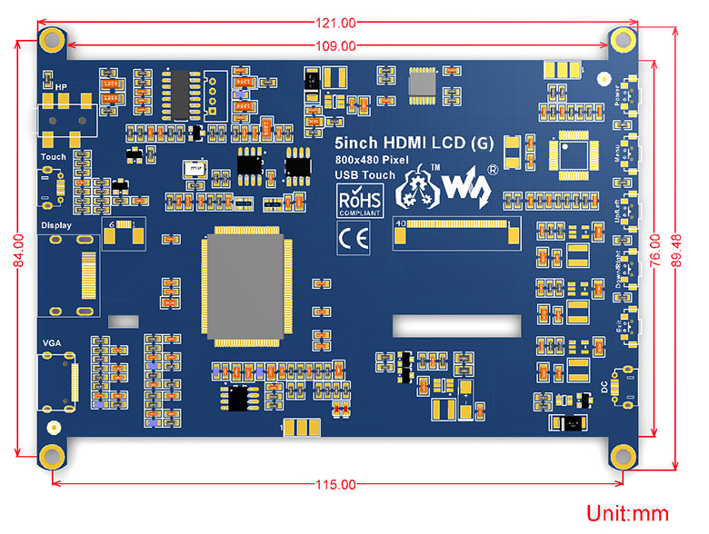 5inch HDMI LCD (G) 800x480 IPS Cảm Ứng Điện Trở Cho Raspberry Pi