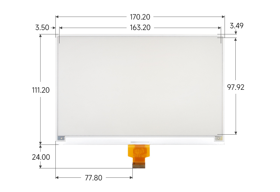 7.5inch e-Paper display (H), outline dimensions