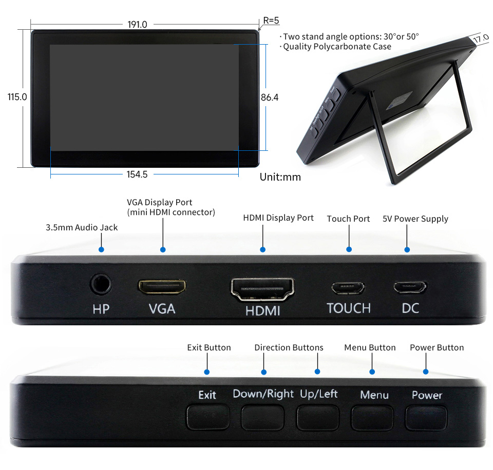 Waveshare Écran LCD 7 inch HDMI Tactile Capacitif - Maroc Moussasoft