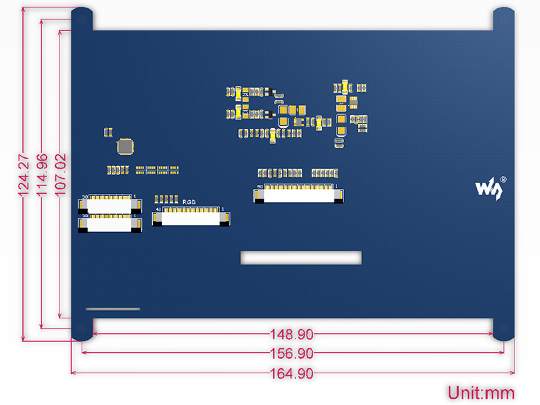 7inch Resistive Touch LCD external dimension