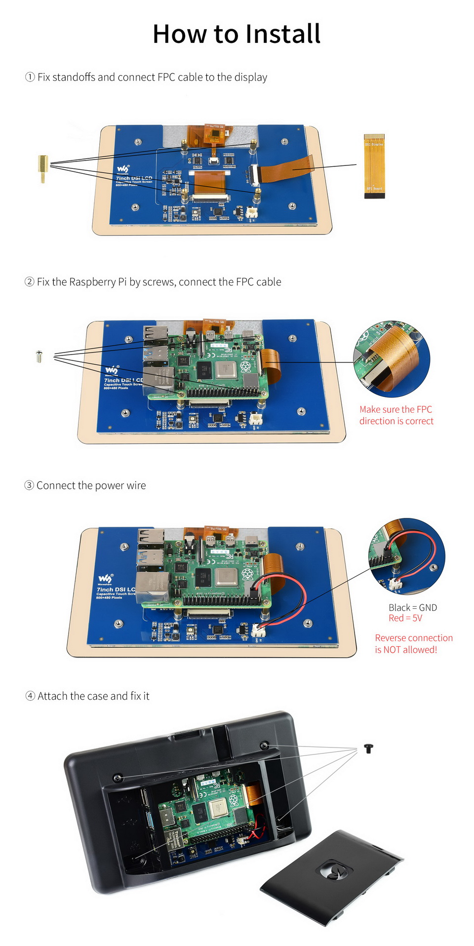 7inch Capacitive Touch Display for Raspberry Pi, with Protection