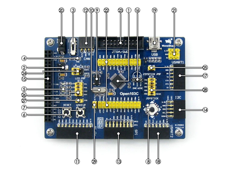 STM32F103CBT6 development board on board resource