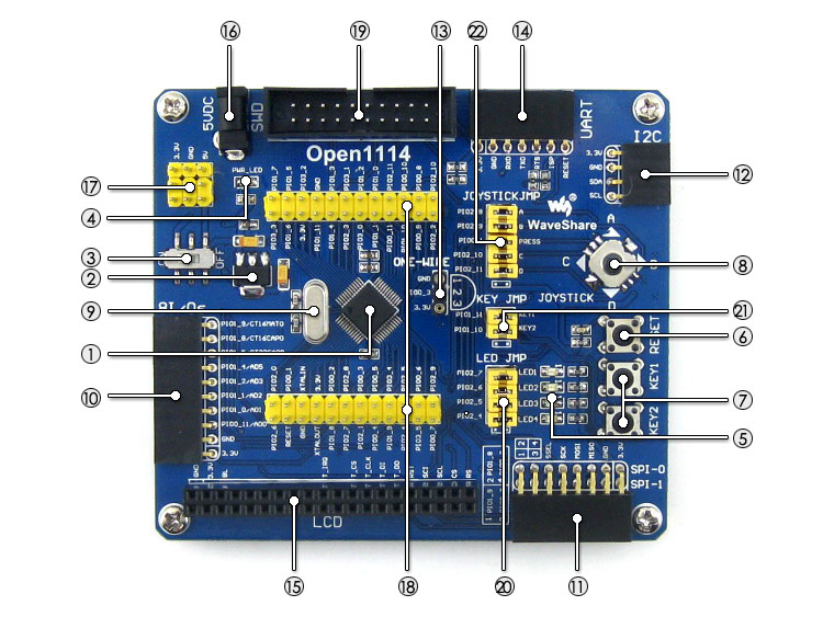 LPC1114 development board on board resource