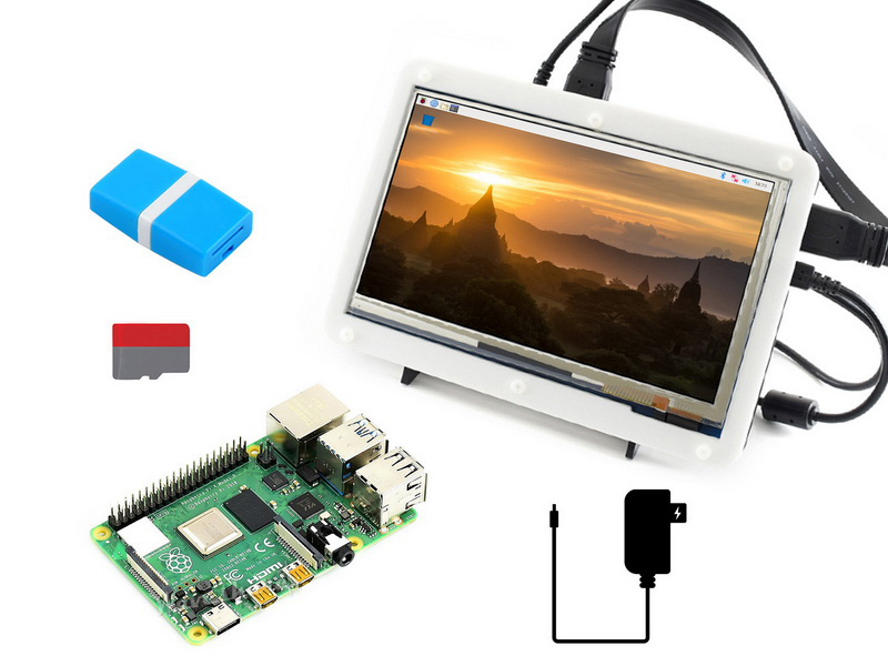 Raspberry Pi 4 Model B Display Kit, 7inch Capacitive Touch LCD, Micro SD  Card, etc.
