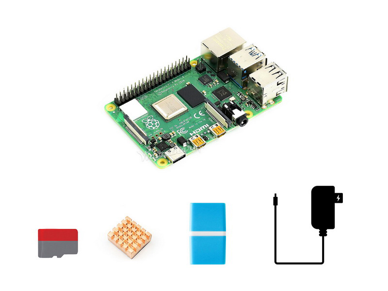 Raspberry Pi 4 Model B Starter Kit, Micro SD Card, Heat Sink, Power Supply