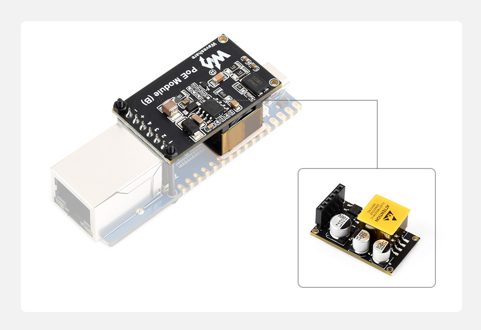 RP2350-POE-ETH development board, Supports access to optional PoE module