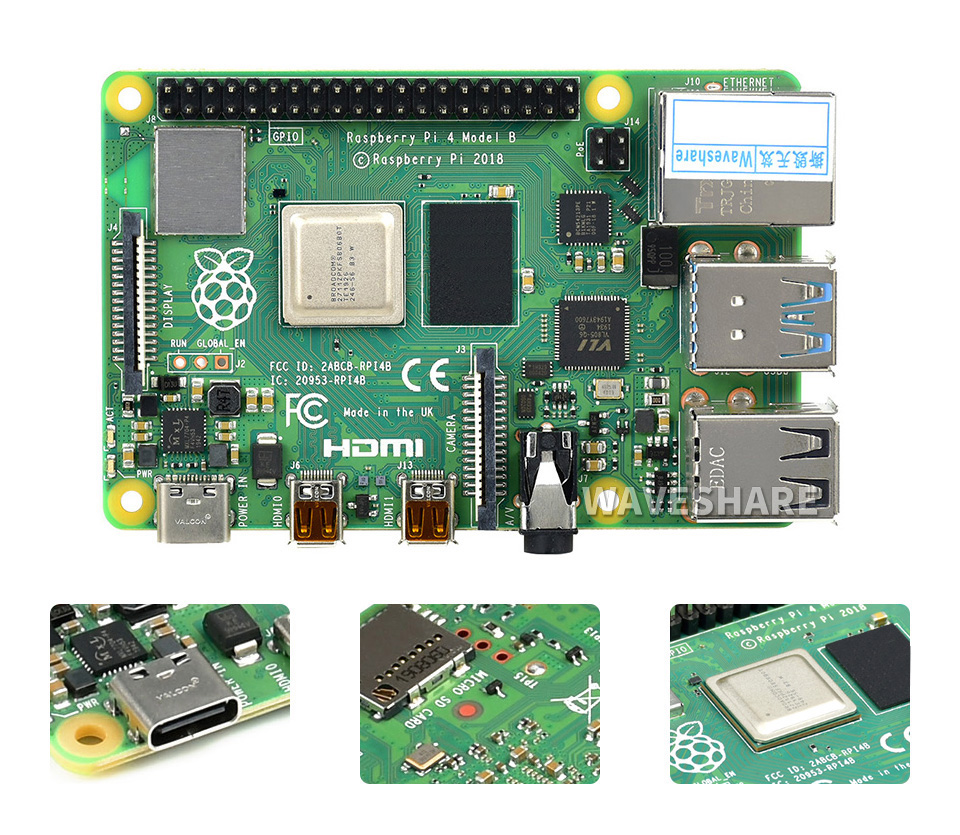 Original Raspberry Pi 4 Model B 4B RAM 2GB 4GB 8GB Core 1.5Ghz 4K