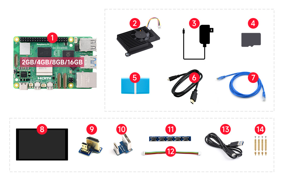 Raspberry Pi 5 Kit, Options for Kits and 4GB/8GB RAM, BCM2712 processor,  2.4GHz quad-core 64-bit Arm Cortex-A76 CPU, Built Using RP1 I/O Controller  Designed By Raspberry Pi