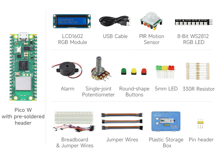 RPi Pico W with Header RPi Pico W WiFi with Pre-soldered Headers