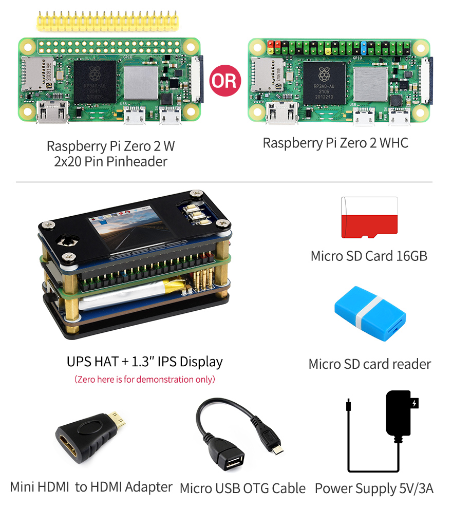 Raspberry Pi Zero 2 WH Kit GPIO Pins Soldered Board with Case