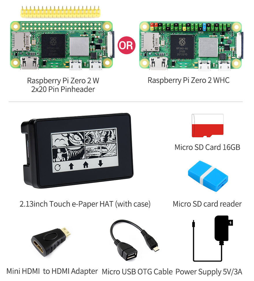  Pi Zero WH Package with Raspberry Pi Zero WH (Zero W with 40PIN  Pre-Soldered GPIO Headers) and Mini HDMI to HDMI Adapter and Micro USB OTG  Cable : Electronics