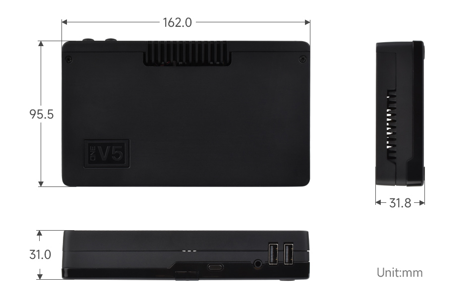 ARGON ONE V5 Case For Raspberry Pi 5, outline dimensions
