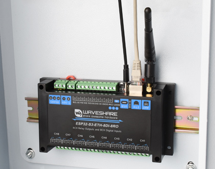 Industrial 8-Channel ESP32-S3 WiFi Relay Module, rail mounting