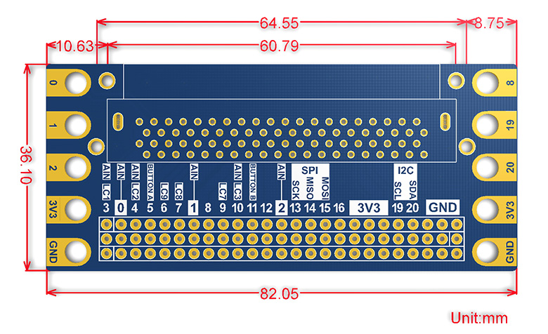 Edge Breakout for micro:bit dimensions