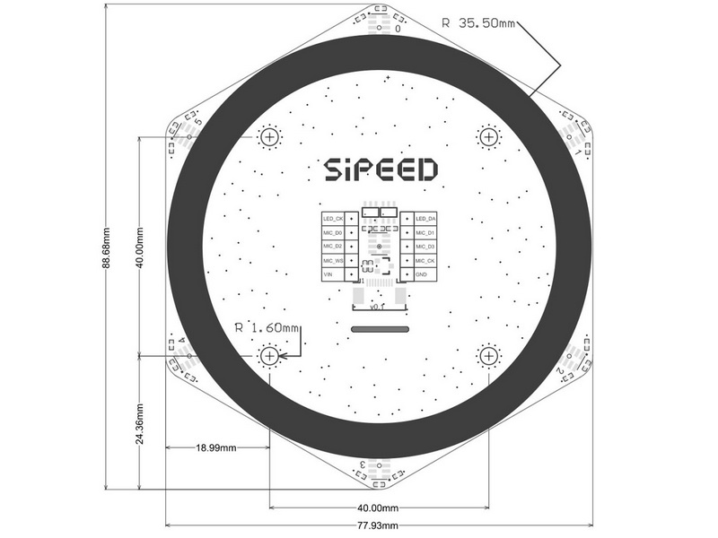 Maix R6+1 Microphone Array dimensions