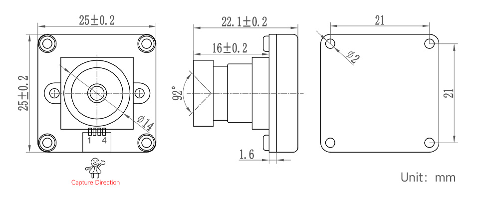 OV4689 4MP USB Camera (A), outline dimensions