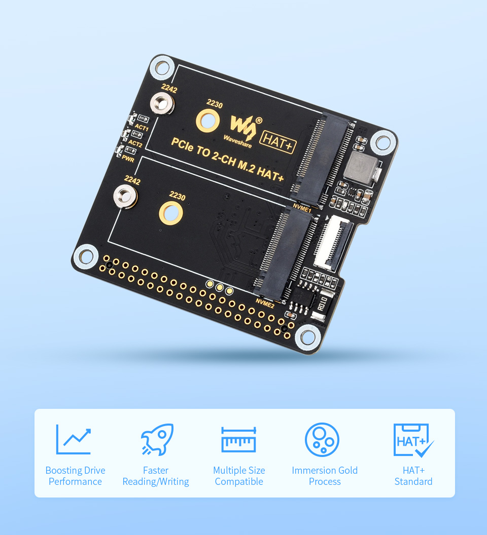 PCIe To 2-ch M.2 adapter, front view