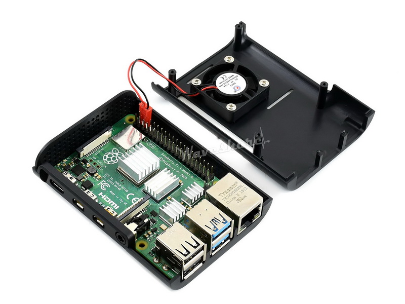 Black ABS Case for Raspberry 4, with Cooling PI4-CASE-D