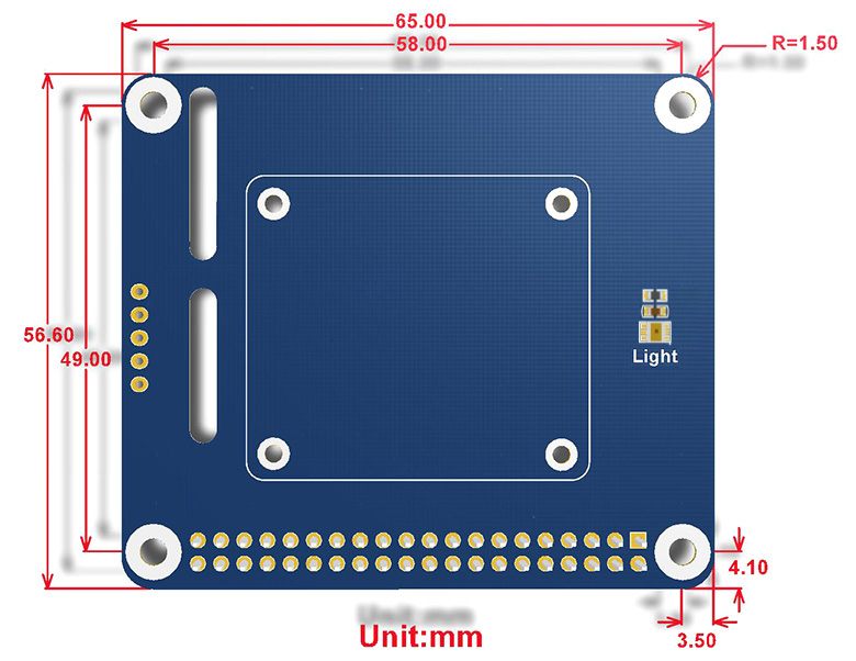 Pan-Tilt HAT dimensions