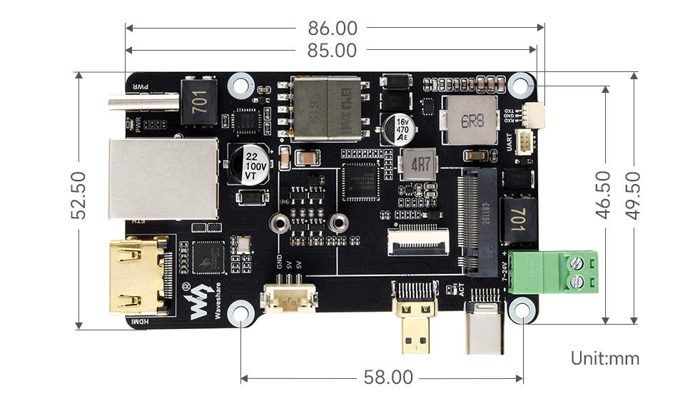 PCIe To M.2 Multifunctional Adapter, outline dimensions
